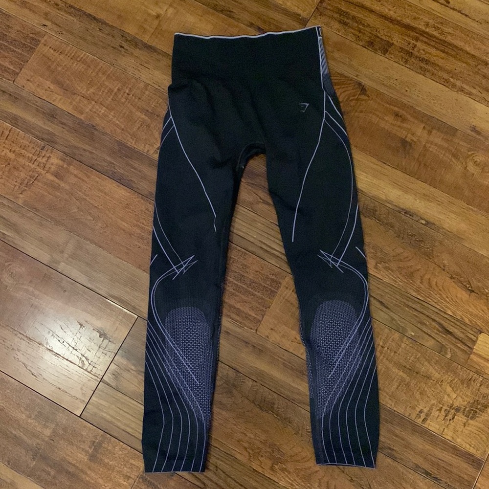 Gymshark Energy Leggings with White & Purple Accents